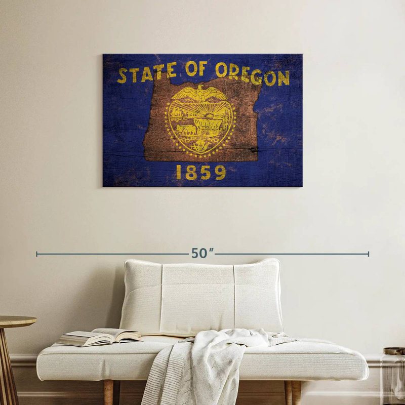 State Map Over Oregon Flag