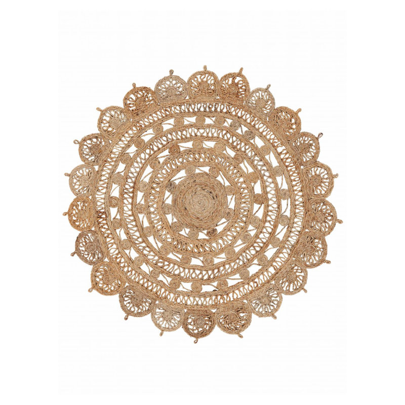 Round Handmade Jute Rug In Beige Hand Crafted Hand Braided Beige Area Rug, Round 150cm