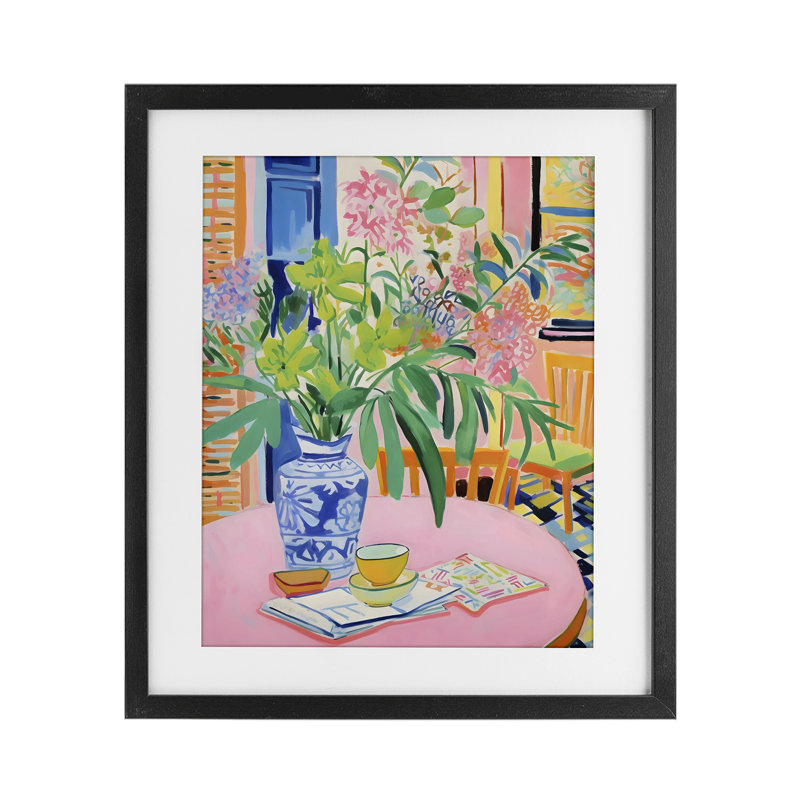 «Flowers At The Table», reproduction encadrée sous verre, design by Creative Studio, Cadre noir minuit, H 16 po x l 13 po