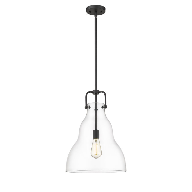 Luminaire suspendu sphère 1 lumière Fumiko, Ampoule non incluse, Transparent, Noir mat