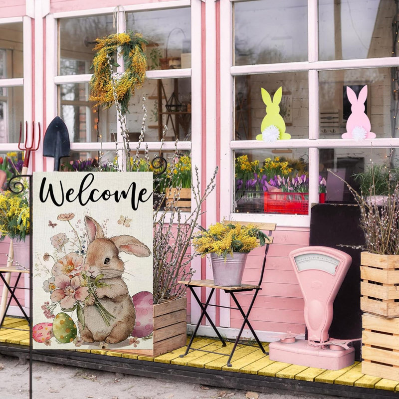 Motif de drapeaux de lapin de Pâques Welcome