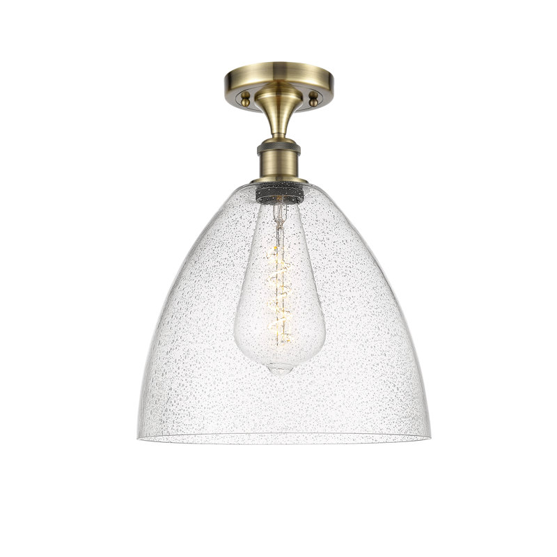 Plafonnier semi-encastré 9 po 1 lumière Amilia, Laiton antique, H 14,75 po x l 12 po x P 12 po, Ampoule non incluse