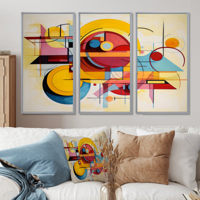 Jaune coucher de soleil déconstruit - ensemble d'art mural géométrique