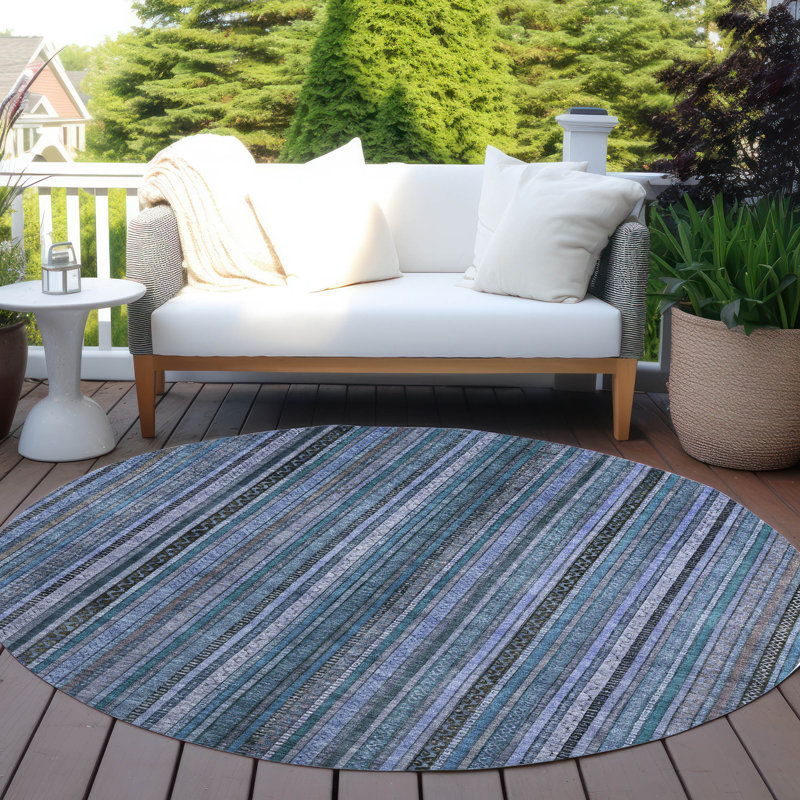 Velatrix Blue Washable Indoor-Outdoor Rug - LOOMLAN, 8' x 8'