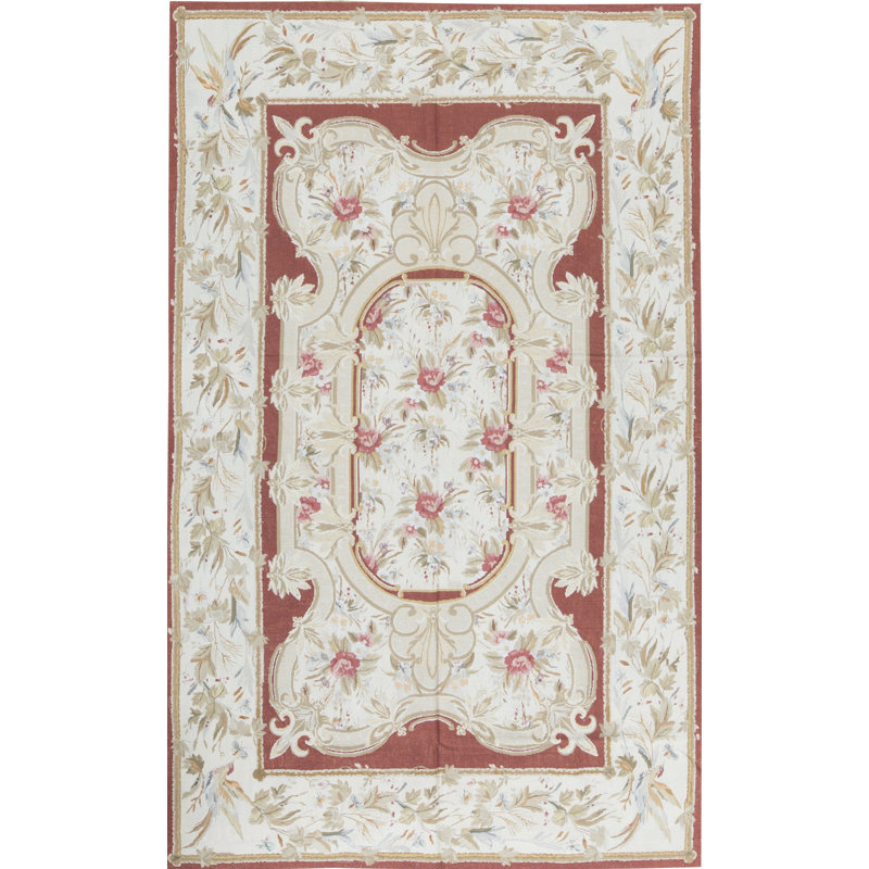 Hand-Knotted High-Quality Red and Beige Area Rug