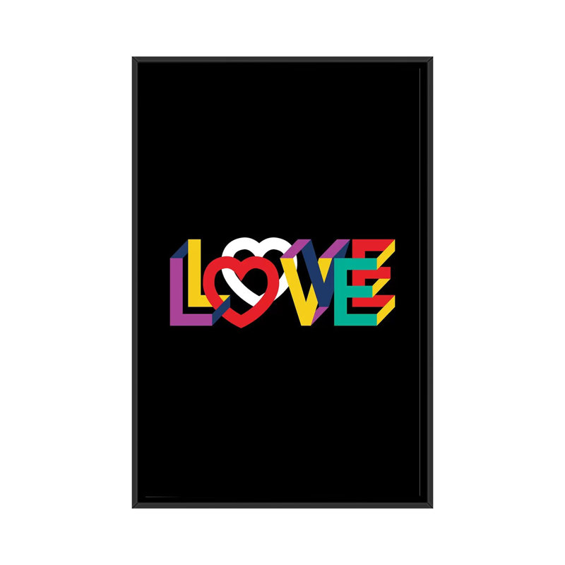 «In Love Everything Is Right», art textuel sur toile tendue, H 26 po x l 18 po x P 1,5 po, Toile avec cadre flottant noir