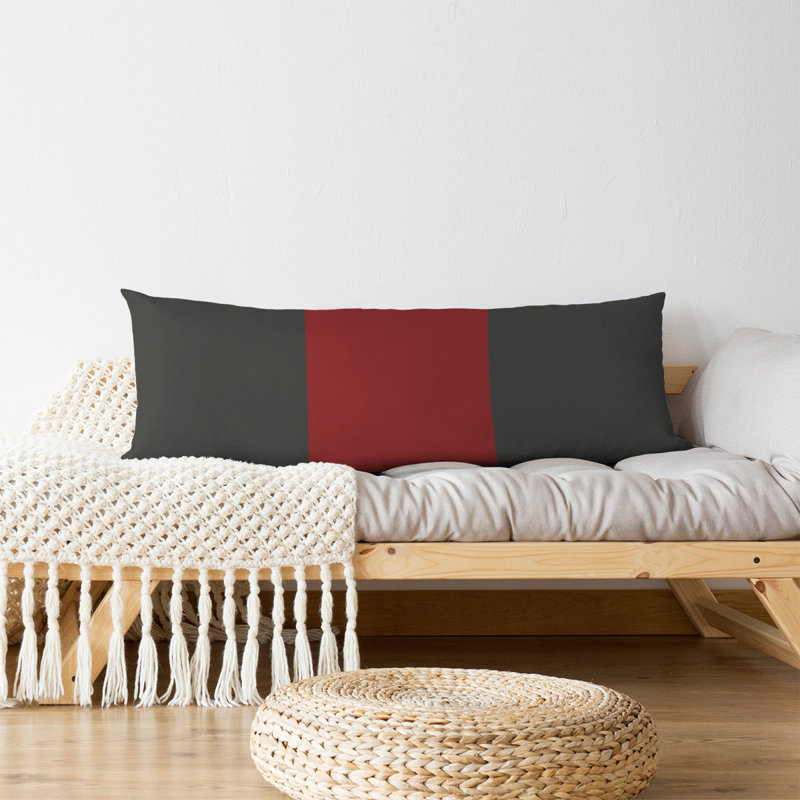 Oreiller de corps en polyester / polyester Arizona Football Stripes, Noir / milieu rouge, Abeale