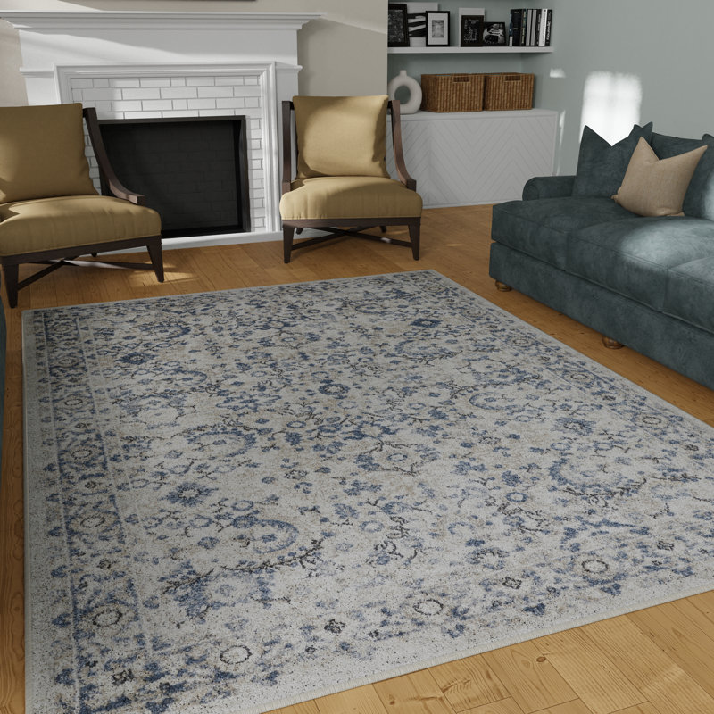 Tapis oriental en polypropylène tissé à la machine Aldolphus, Rectangle 6 pi 7 po x 9 pi 2 po