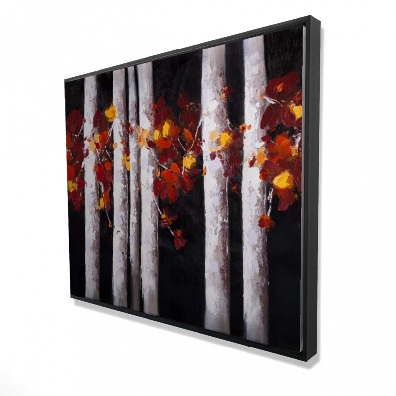 White Trees With Orange Leaves Print On Canvas