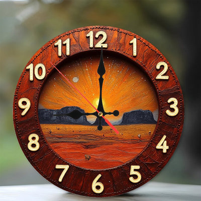 Horloge murale coucher de soleil désertique