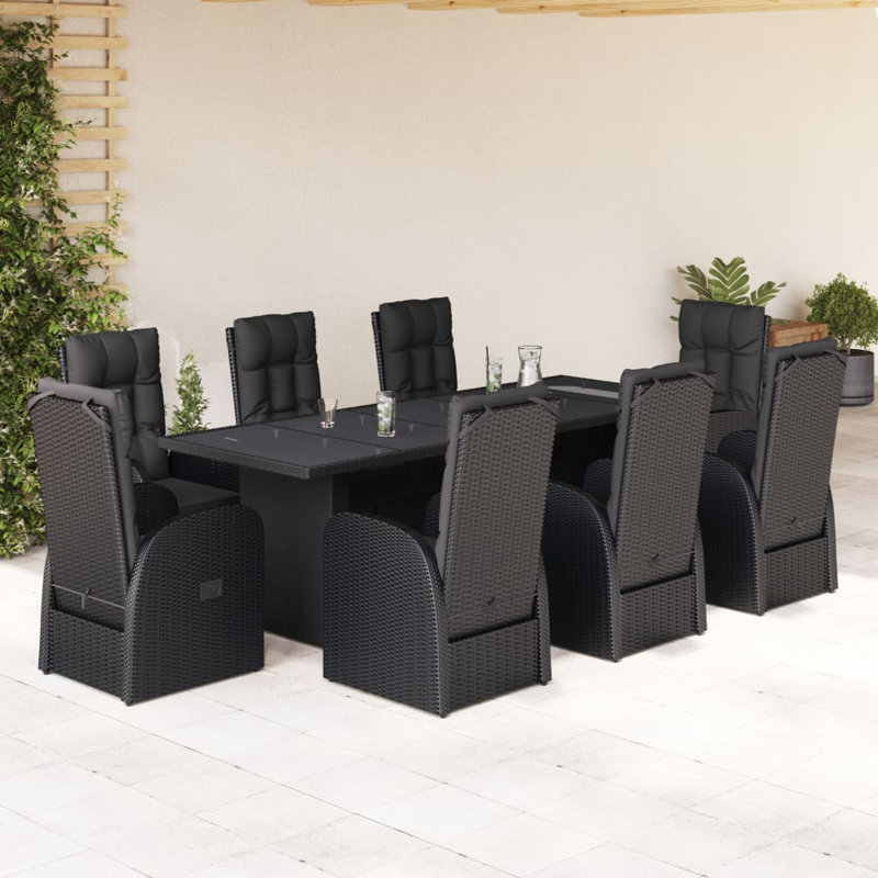 Aiava 8 - Person Wicker Patio Dining Set with Rectangular Table , Cushions Included