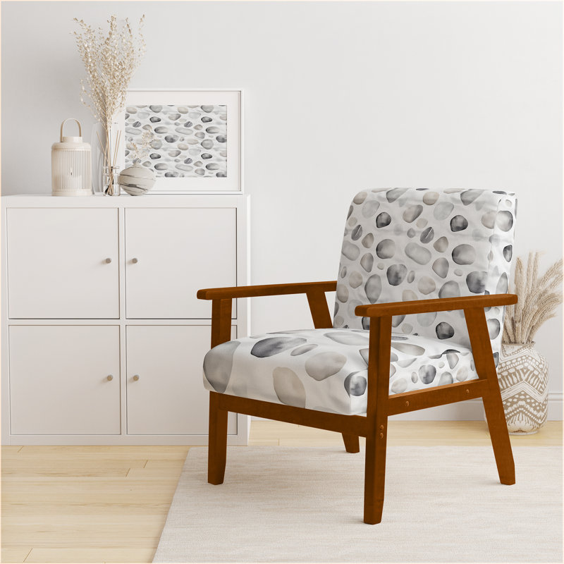 Chaise d'appoint Coastal - Fauteuil Stone Balance Grey, Accoudoirs carrés bruns