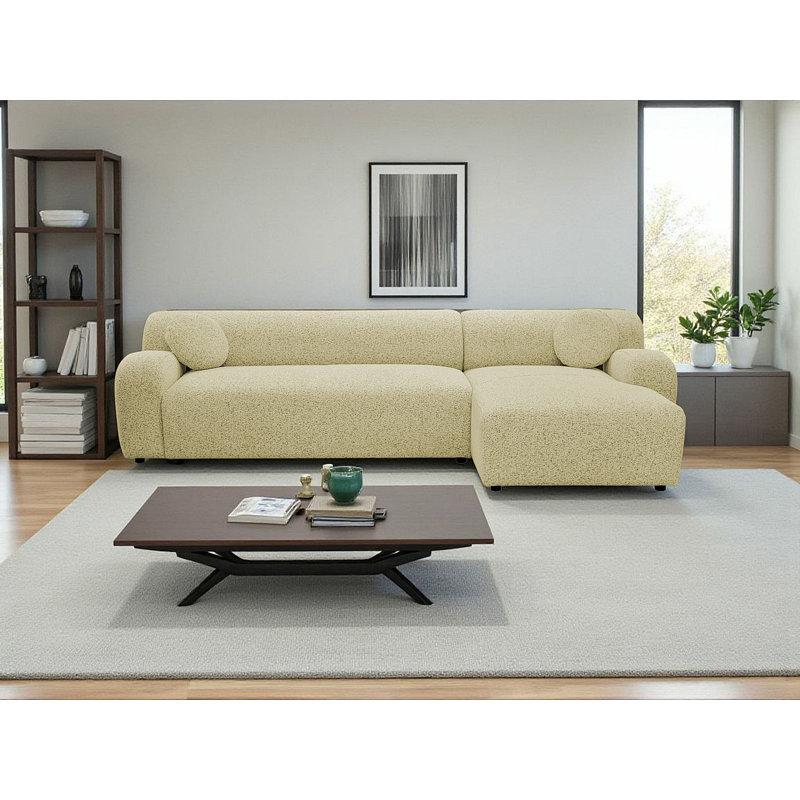 4 Seater Corner Sofa, Light Yellow, Right Hand Facing