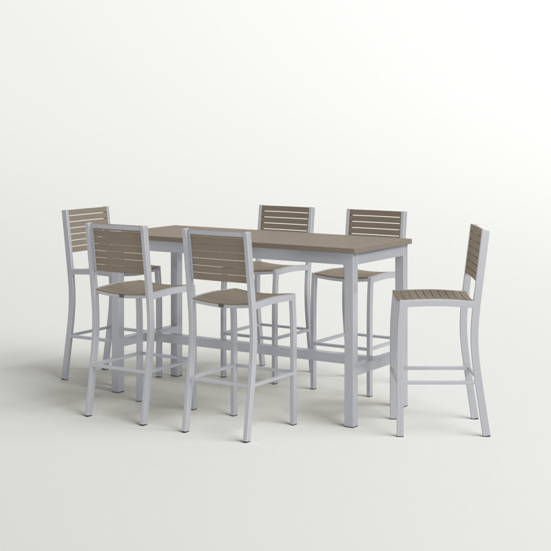 Travira 6 - Person Patio Dining Set Rectangular Table, Tekwood Vintage