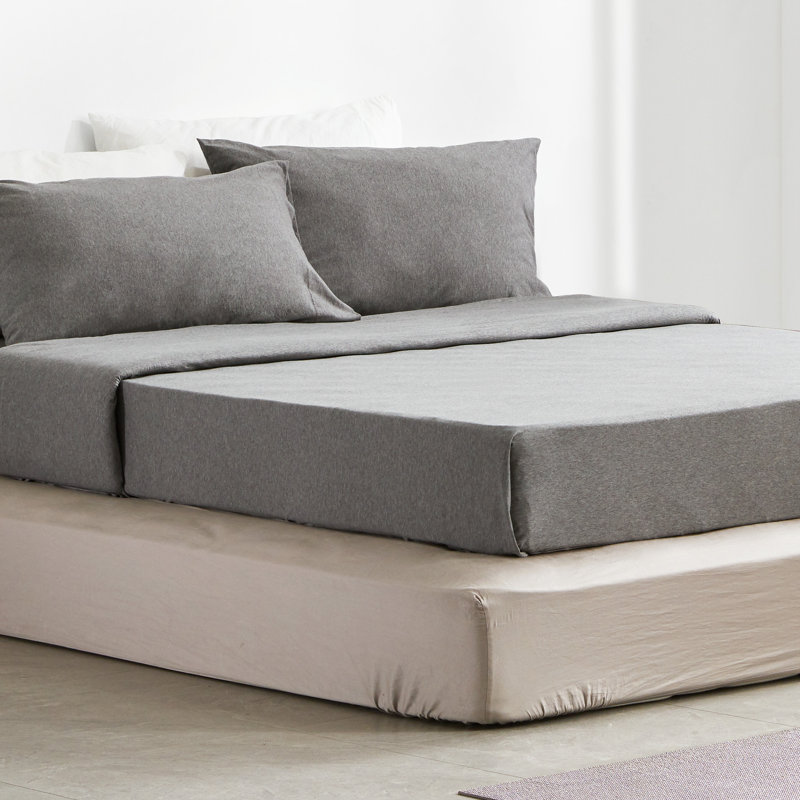 100% Cotton Jersey Knit Sheet Set, Twin, Gray