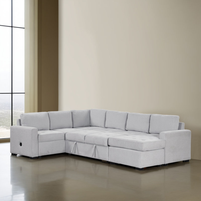 Canapé-lit d'angle rembourré 108,42 po pour salon, Polyester gris