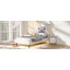 Grand lit plateforme tapissier avec tête de lit en forme de patte et DEL