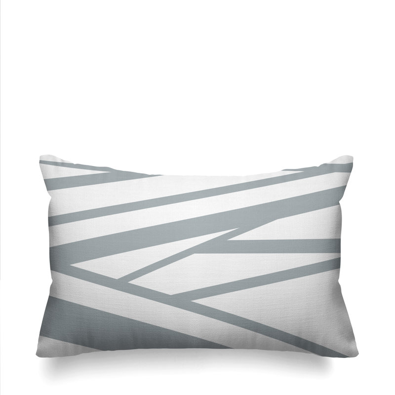Coussin décoratif intérieur / extérieur Risley Minimalist, gris, H 20 po x l 14 po, Rectangulaire