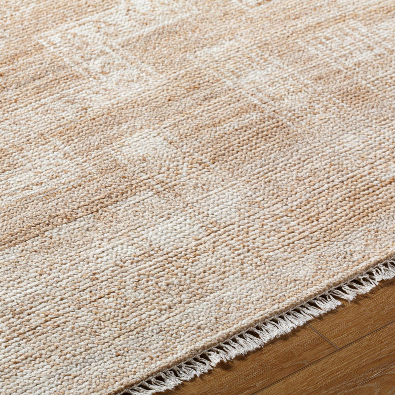 Kunal Hand Knotted Wool Vintage Look Area Rug in Beige, Rectangle 9' x 12'