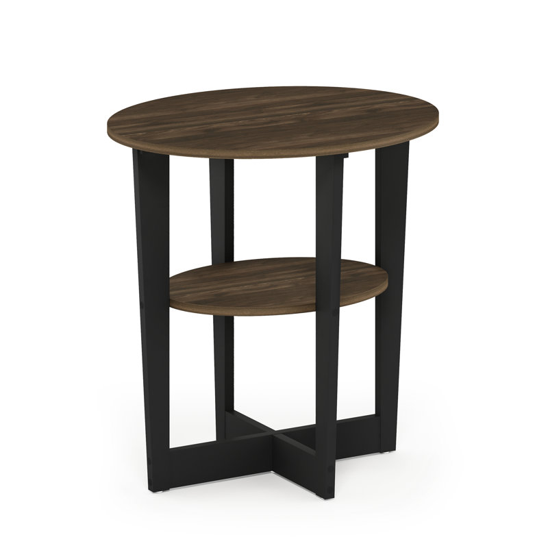 Božin Oval Side Table, Black, Columbia Walnut