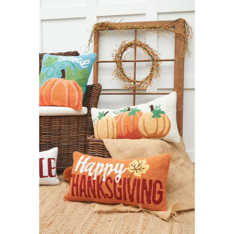  Blessed Pumpkin Hooked Throw Pillow