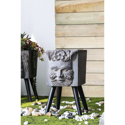 Statue grecque avec pieds et jardinière - oxyde de magnésium gris 11,4 x 13 x 22,4 po pour patio, hauteur 22,4 po x H 13,4 po