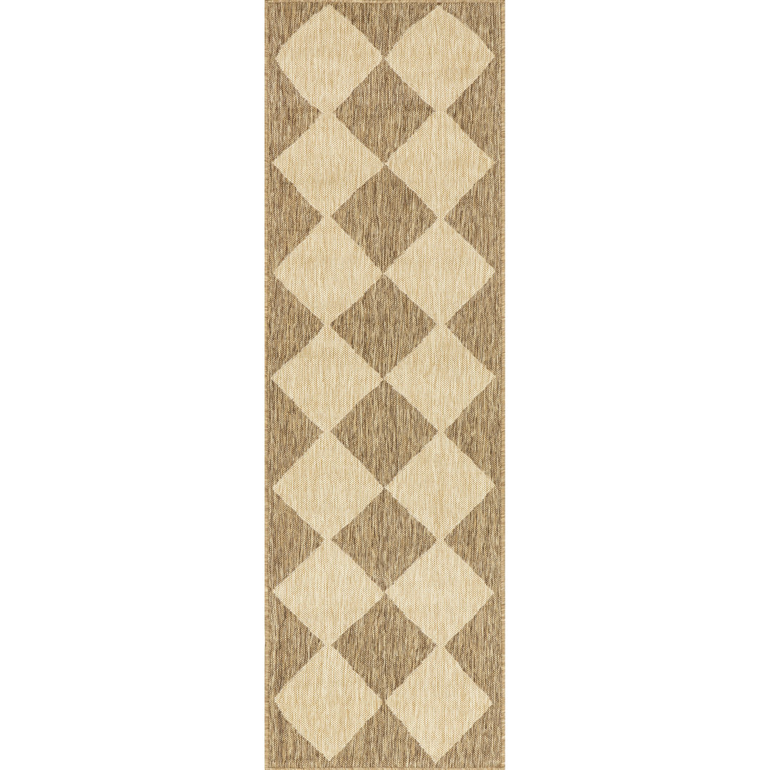 Cape Trellis Indoor/Outdoor Area Rug for Living Room Patio Deck Front Porch Kitchen Union Rustic Rug 