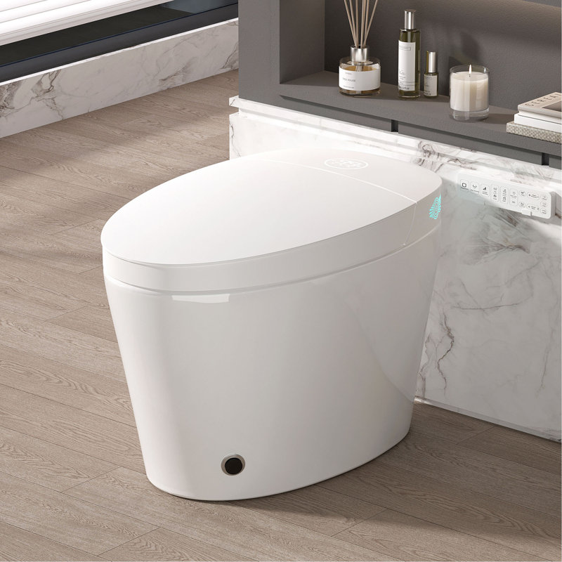 Smart Toilet with Bidet Built in, Bidet Toilet with Heated Seat, Foot Kick,Warm Water & Dryer, Night Light, Auto Flushing, 12" Rough-in,Remote Control