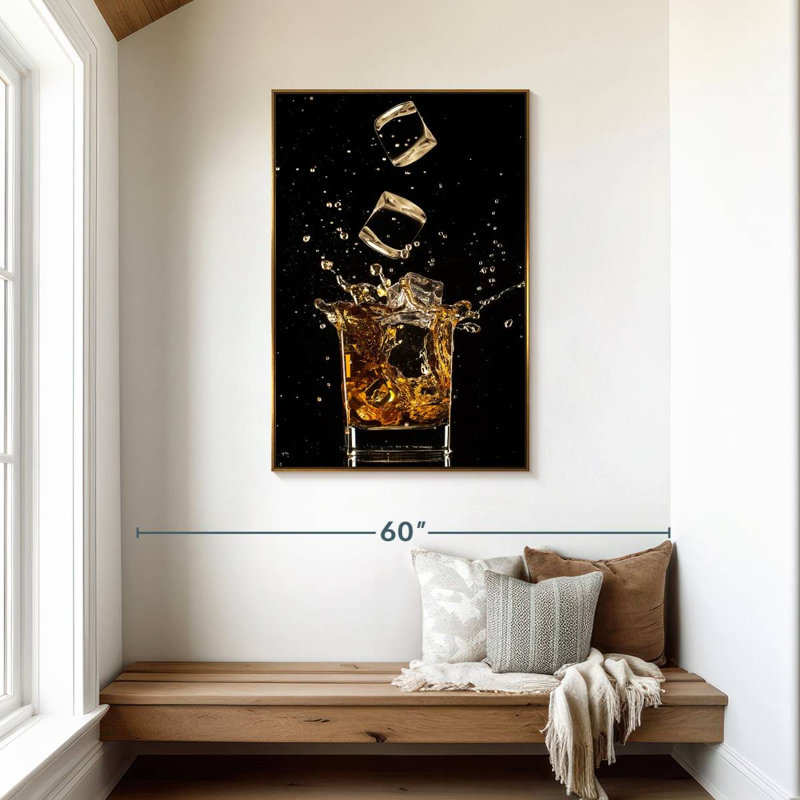 Whiskey Ice Splash, Floating Frame Gold, 29" x 43"