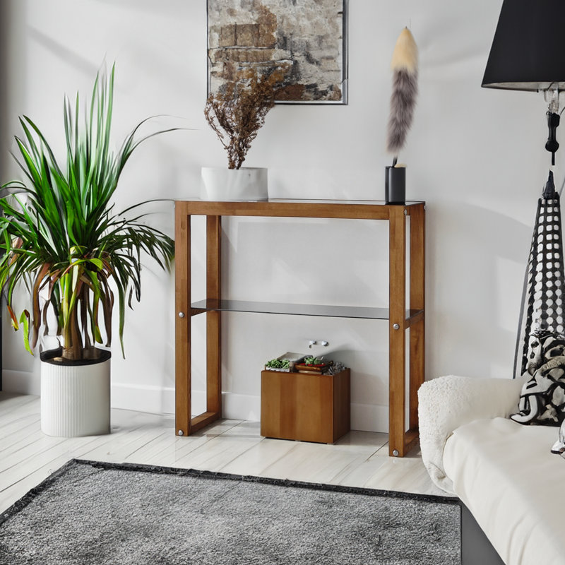 Shynel 33.46'' Glass Top Console Table