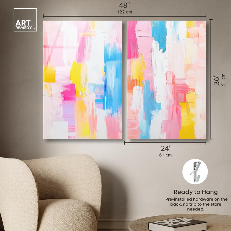 Ensemble d'art abstrait moderne « Gentle Dawn » sur impression acrylique par Art Remedy, prêt à  accrocher, 10 x 15
