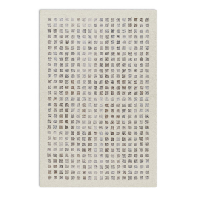 Sigrid Geometric Hand Tufted Area Rug in Light Gray/Cream