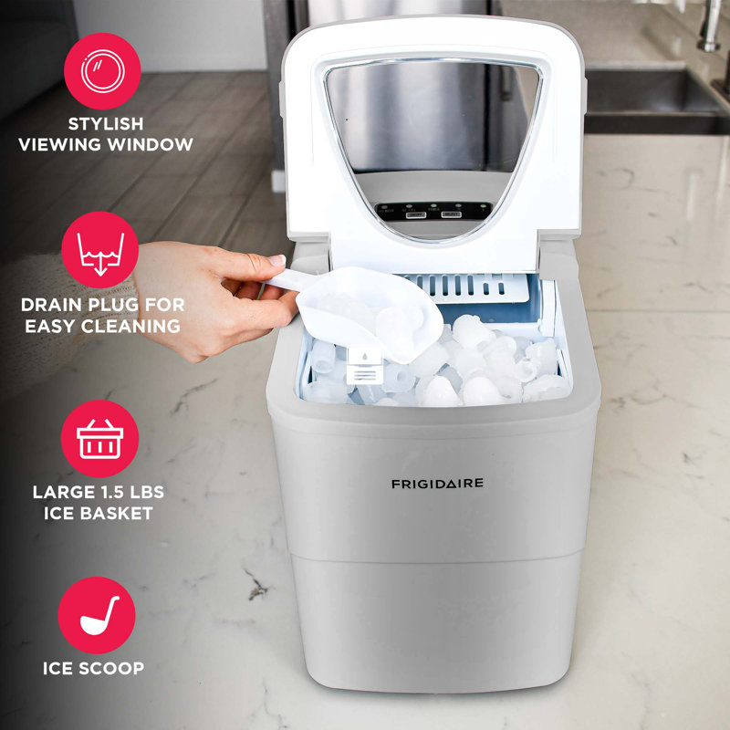 Frigidaire® 26 Lbs. Daily Compact Ice Maker, Silver, Silver