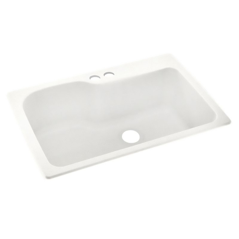Swan 22'' W Single Bowl Solid Surface Dual Mount Kitchen Sink, 2 Hole 2B, Ivory