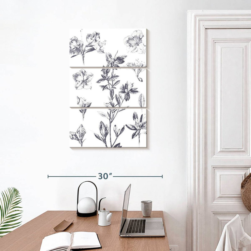 Harnek Lithograph Florals I - bleu, H 32 po x l 20 po