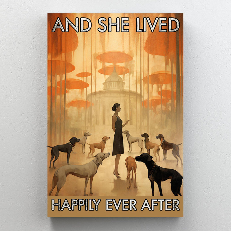 «Woman and Dogs Happily Ever After», impression sur toile, H 20 po x l 16 po x P 1,25 po