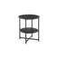 Table d'appoint compacte ronde à 2 niveaux, décor campagnard pour petits espaces, table de chevet avec tablette de rangement, noir