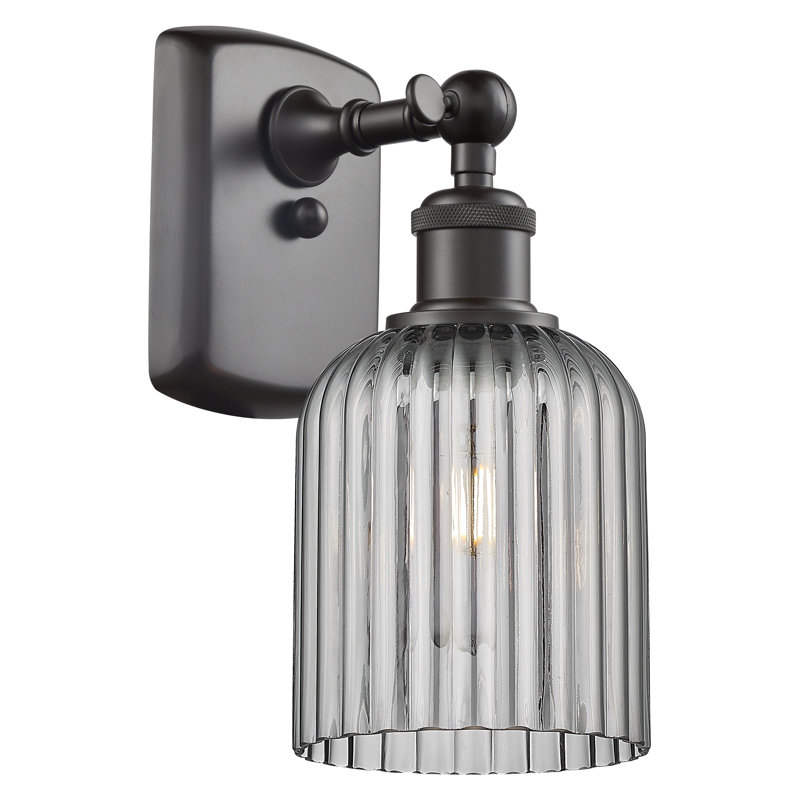 Applique à bras en acier Northgate, Bronze huilé, Gris fumée clair