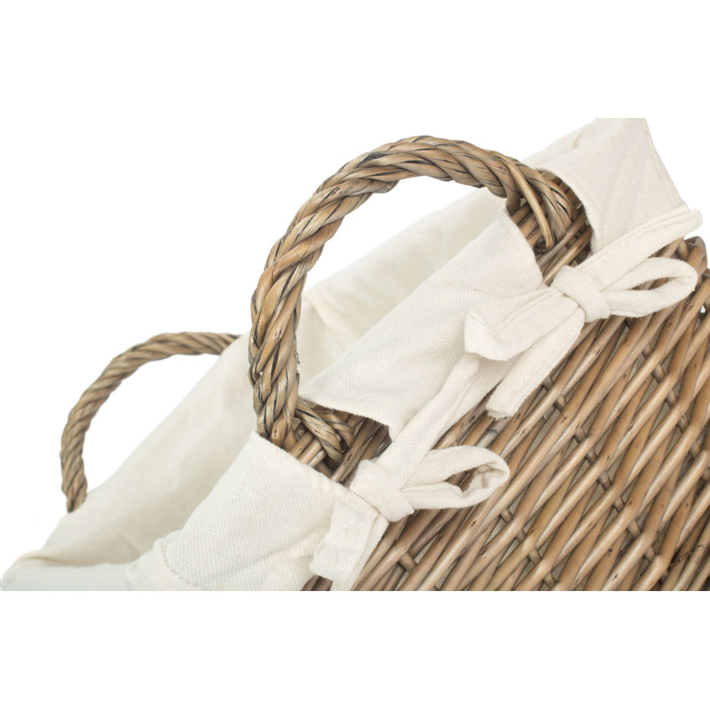 Wicker Lined Storage Basket with Handles, 25cm H x 29cm W x 39cm D