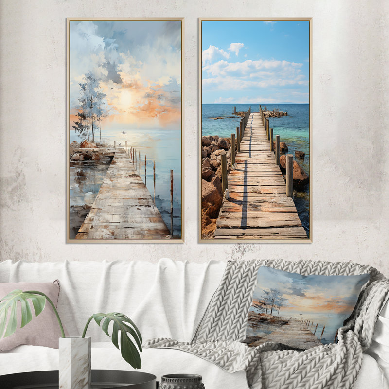 «Pier and Dock Rustic», 2 pièces, Encadrement brun, H 40 po x l 40 po