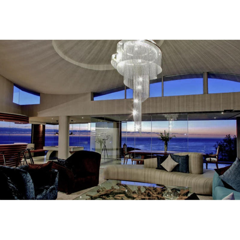Lustre nébuleux spiralé en cristal clair, Bronze, Bronze, H 96 po x l 36 po x P 36 po