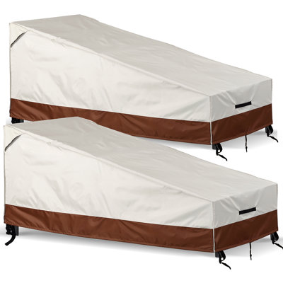 Waterproof Patio Chaise Lounge Cover - 600D Tough Canvas Heavy-Duty Pool Lounge Chair Covers 84"W x34"Dx32"H by Latitude Run