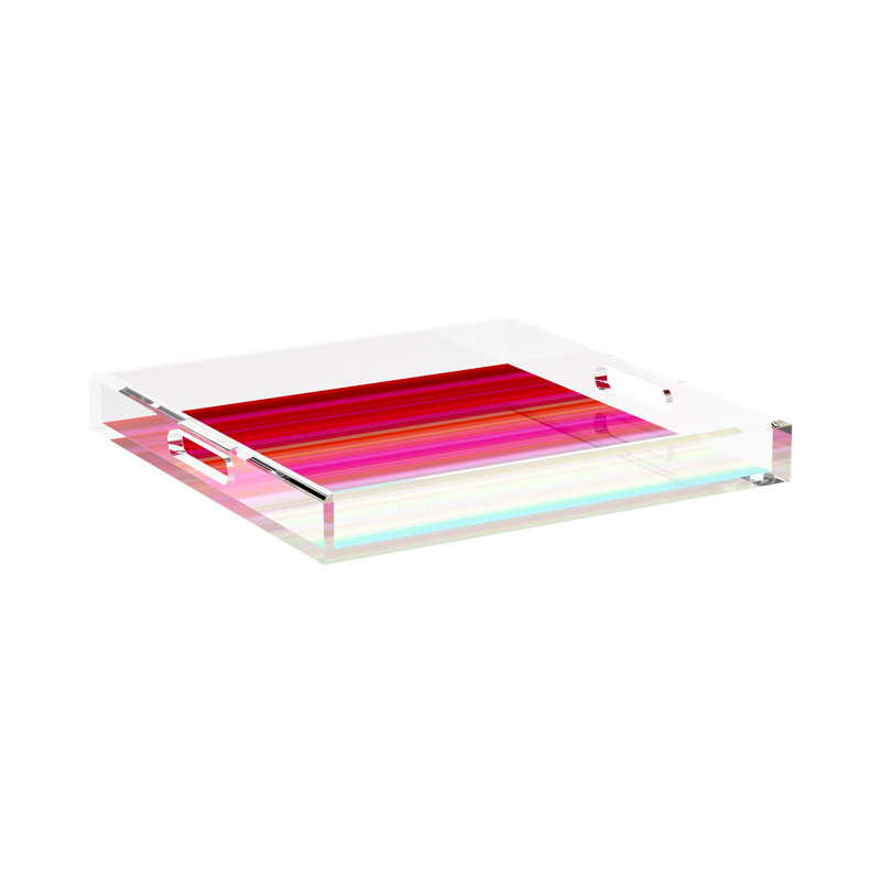 Gradient Red Acrylic Square Decorative Tray, 15"W x 15"D x 2"H