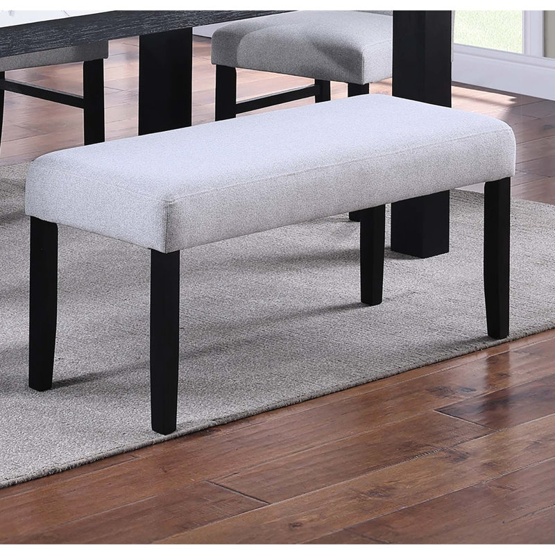 Classic 1Pc Soft Fabric Upholstered Dining Bench In Charcoal, Bent Wood Legs, 41" Long For Room Cohesive Look Modern With Charcoal Fabric, Rubber