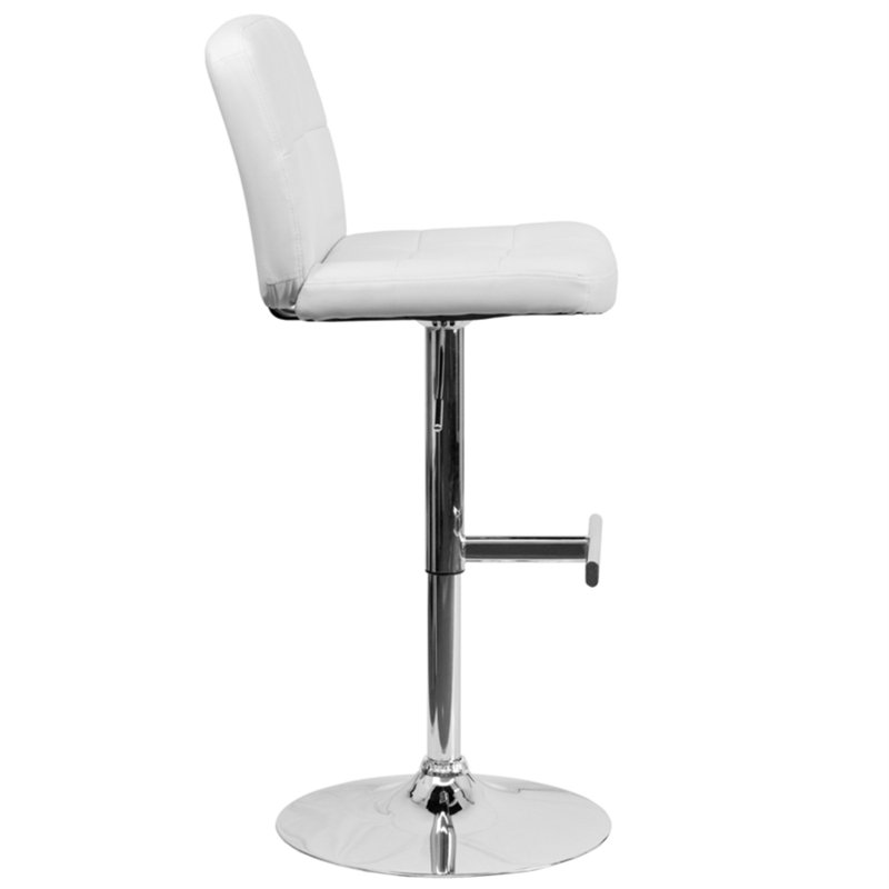Tabouret de bar à hauteur réglable en vinyle Winnols, Blanc