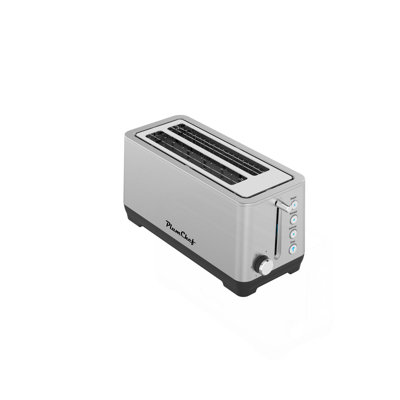 4-Slice Extra Wide Long Slot Toaster (Silver, 1500W) - Stainless Steel , Removable Crumb Tray, 6 Browning Settings & Bagel/Defrost/Reheat Functions