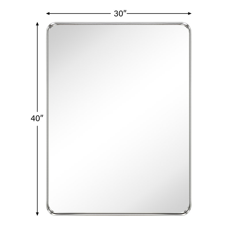 Miroir de salle de bain Arthers, Nickel brossé, H 40 po x l 30 po