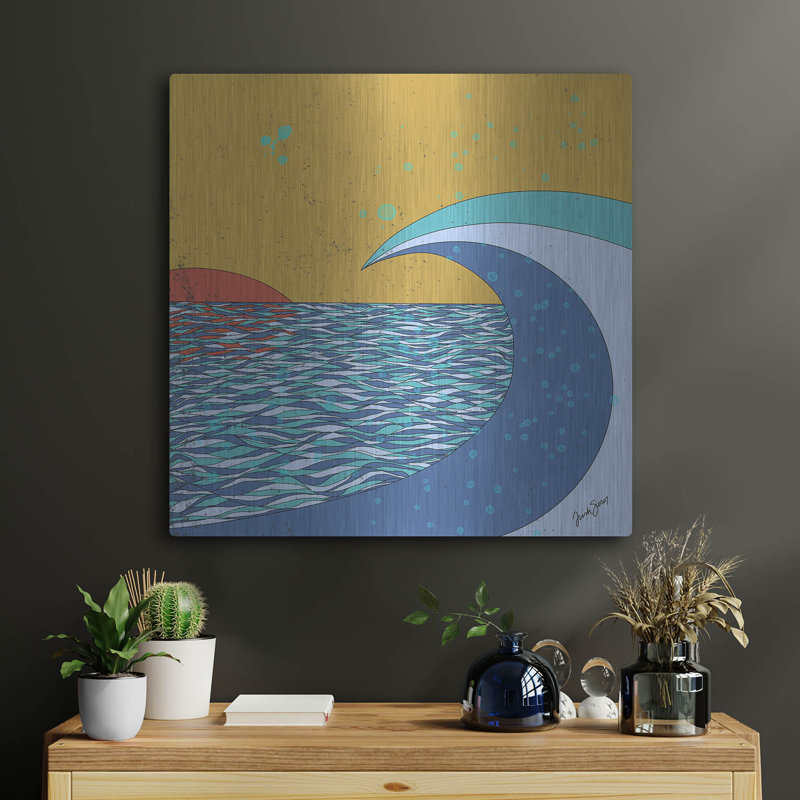 Beachcrest Home ™ «Big Wave» par Trish Sierer, paroi métallique, H 24 po x l 24 po