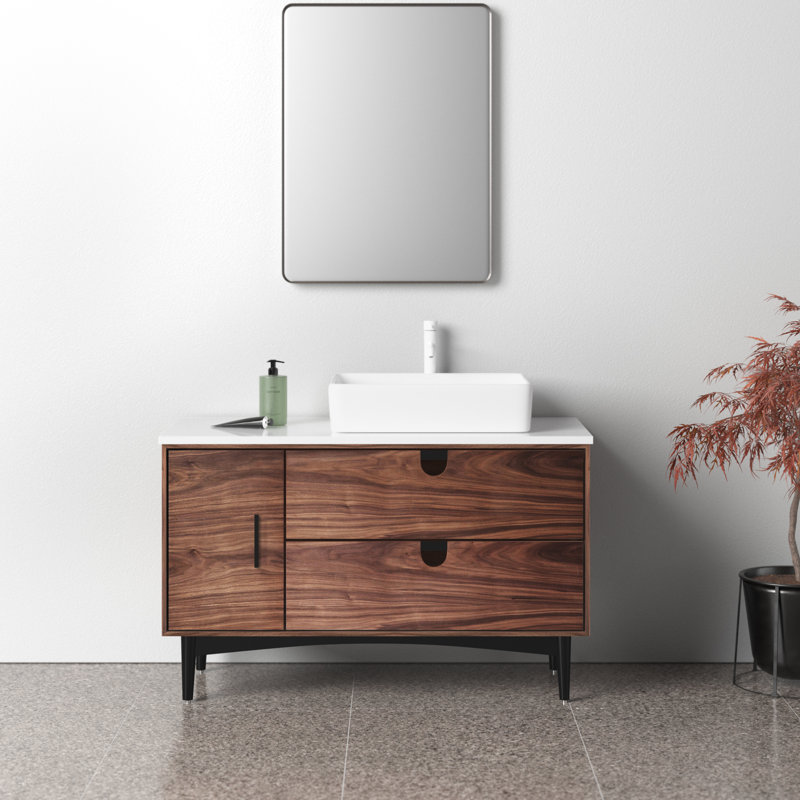 Antonina 47.24" Single Bathroom Vanity Set, Walnut/Black