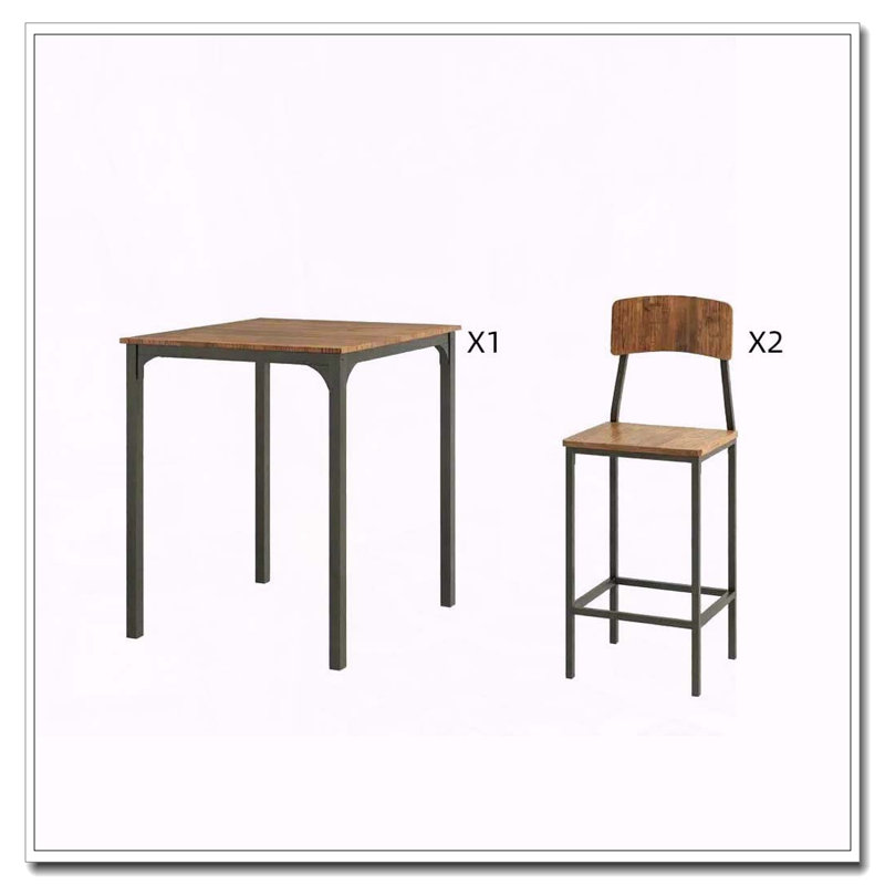 3-Piece Industrial Dining Table and Stools Set